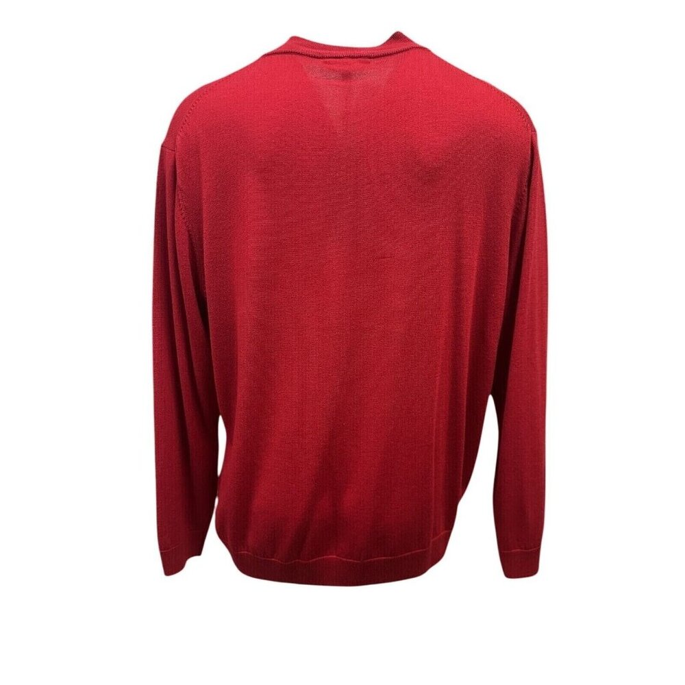 Hart Schaffner Marx Mens Big & Tall Red 3XLT Quarter Zip Merino Wool Sweater - Picture 2 of 9